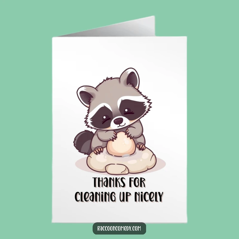 Stone Washing Raccoon Free Printable Thank You Card - Cute Downloadable