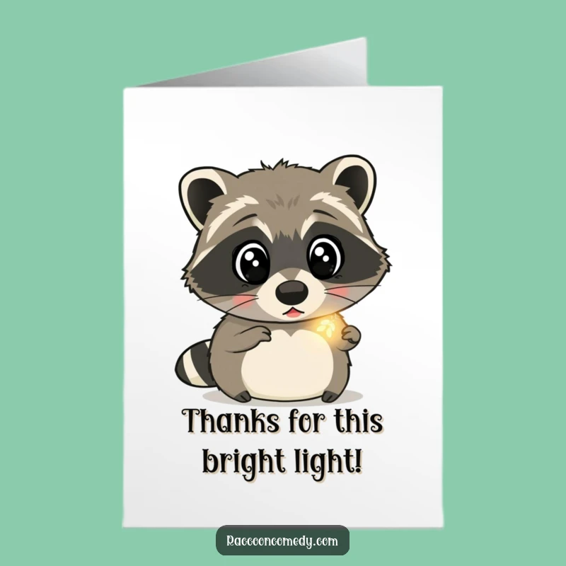 Surprised Raccoon Firefly Free Printable Thank You Card - Funny Downloadable Gift