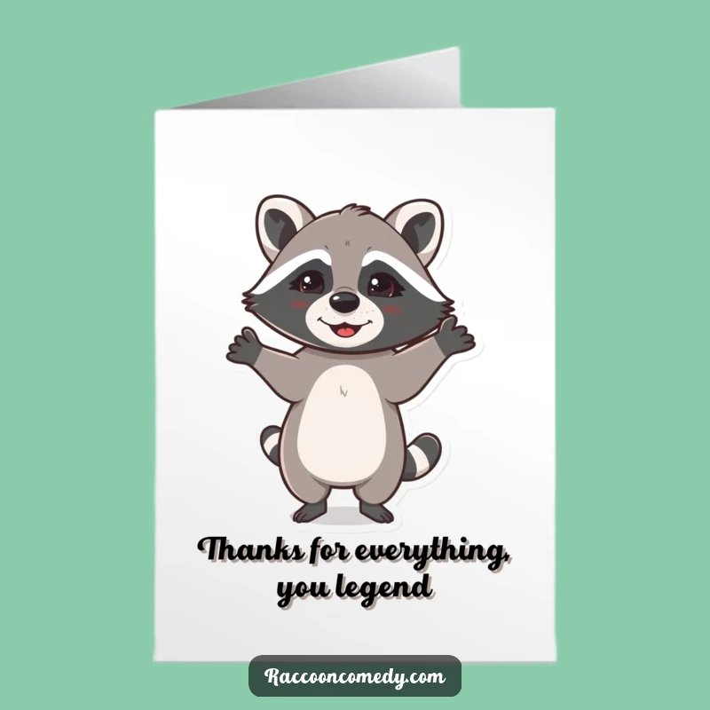 Free Printable Thank You Card: Happy Raccoon Thanks, Grateful Downloadable Gift
