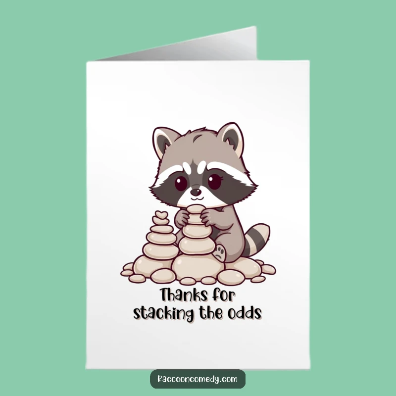 Free Printable Thank You Card: Raccoon Stacking Pebbles, DIY Gratitude