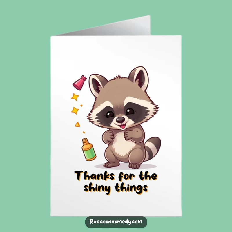 Free Printable Thank You Card: Funny Raccoon Juggler, Downloadable Appreciation Gift
