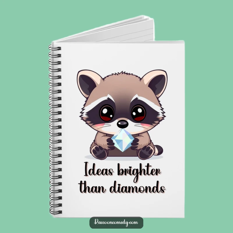 Funny Curious Raccoon Gem Notebook: Jot Down Ideas with Woodland Wonder