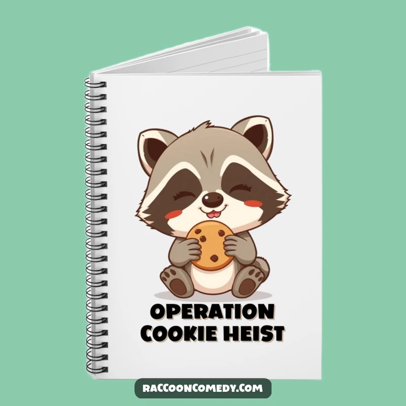 Funny Giggling Raccoon Cookie Steal Notebook - Plan Your Heists & Ideas Gift