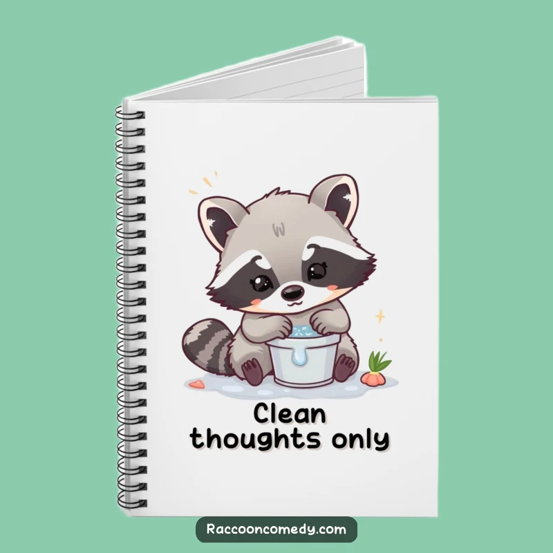Funny Kawaii Raccoon Washing Notebook - Journal Your Clean Ideas Hilariously