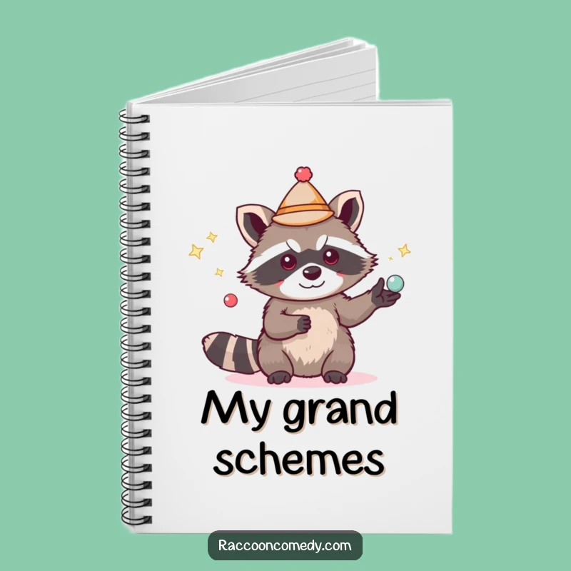 Funny Raccoon Juggling Hat Notebook, Capture Ideas with Hilarious Whimsical Flair