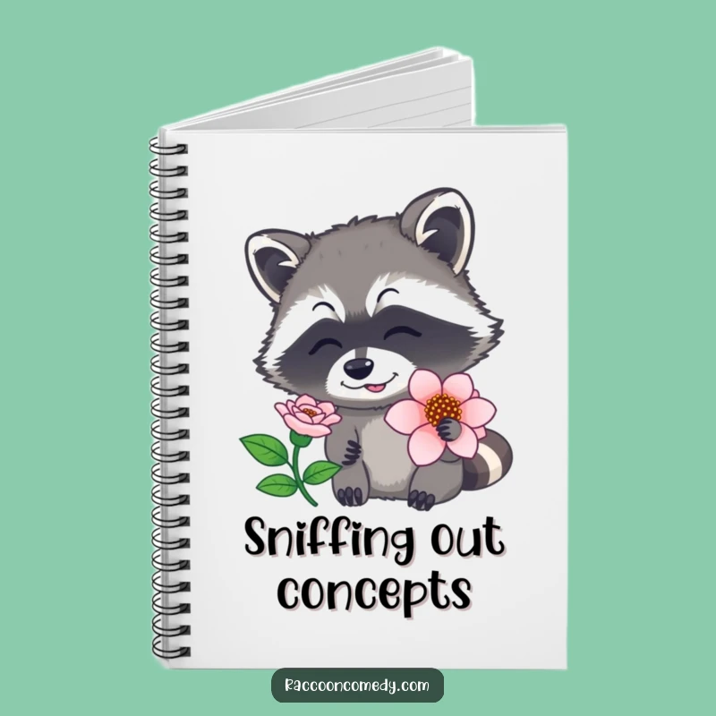 Funny Raccoon Flower Notebook - Jot Down Nature Notes, Great Funny Gift!