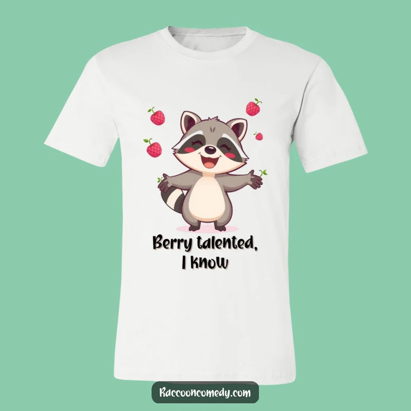 Funny Raccoon Berry Juggler T-Shirt: Hilarious and Vibrant Woodland Tee