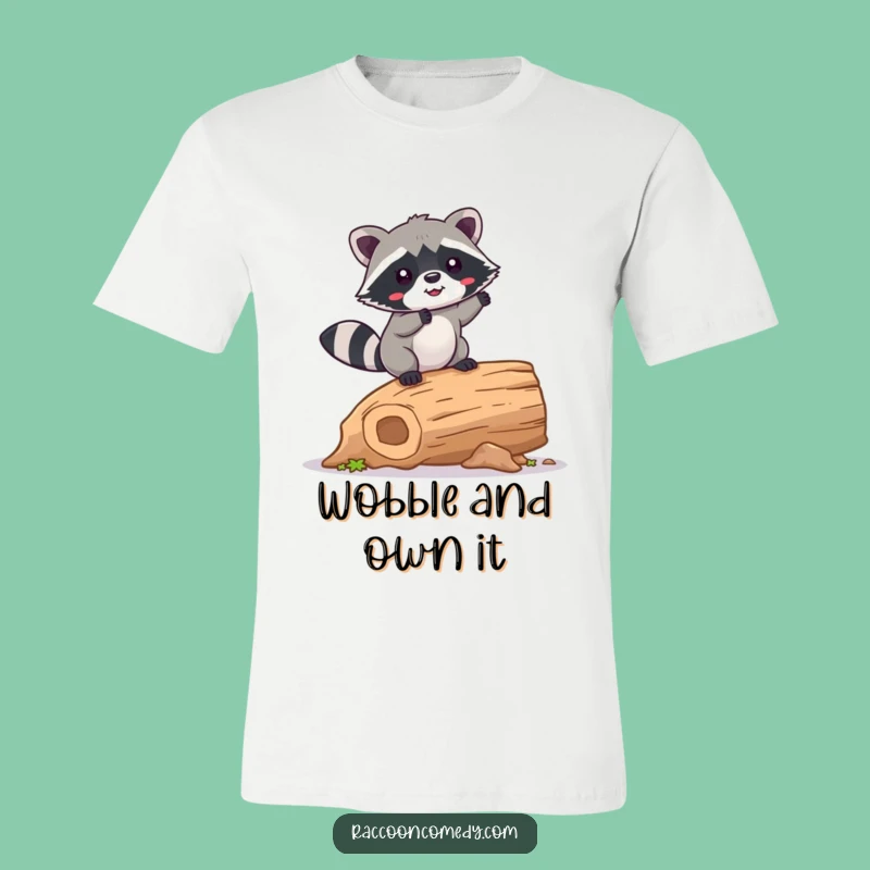 Funny Kawaii Raccoon Balancing T-Shirt: Cute Wobble Apparel Gift