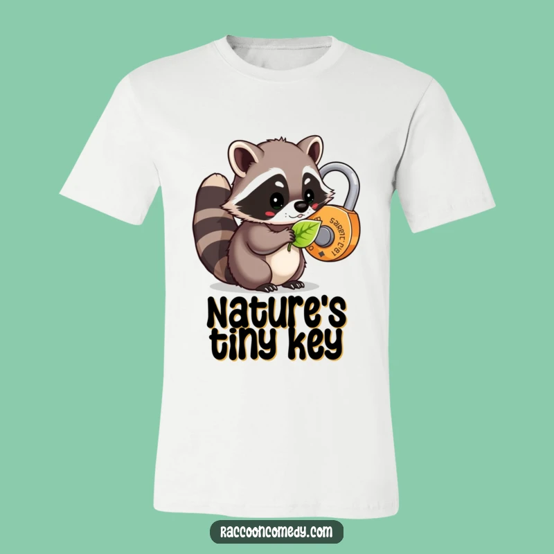Funny Kawaii Raccoon Leaf Lock T-Shirt: Wearable Whimsy and Nature's Humorous Key