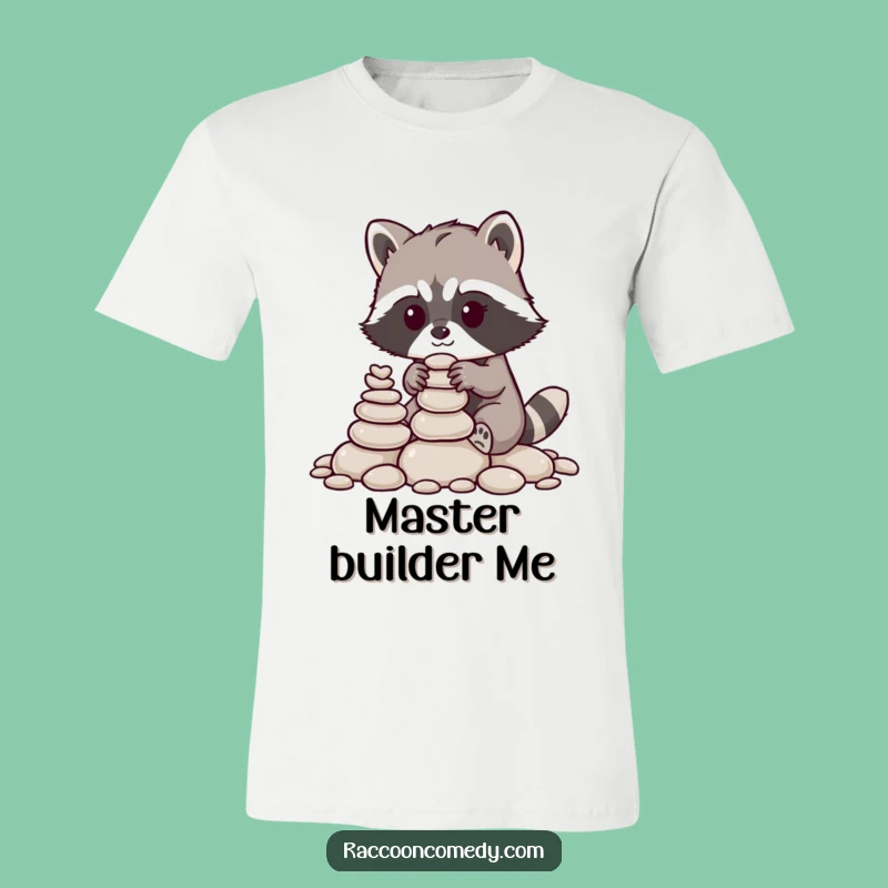 Funny Raccoon Pebble Stacker T-Shirt: Hilarious Woodland Craftsmanship Tee