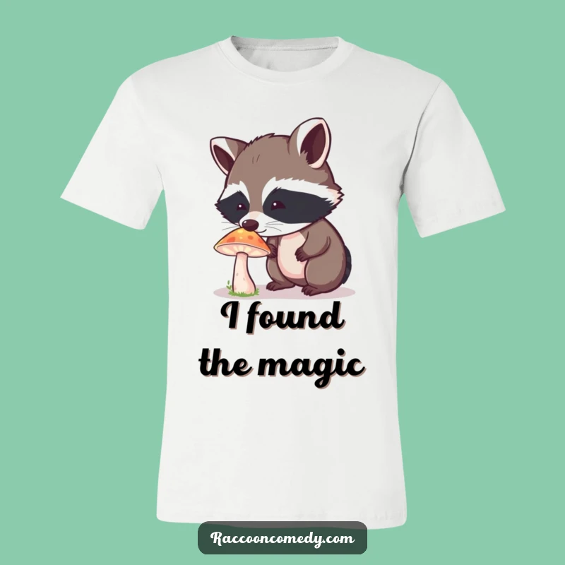Funny Curious Raccoon Mushroom Tee - Whimsical & Wonder-Filled Shirt Gift