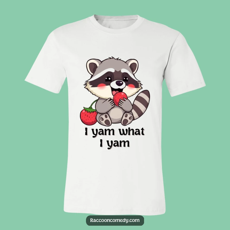 Funny Raccoon Berry Bliss T-Shirt: Quirky Apparel for a Joyful, Humorous Look!