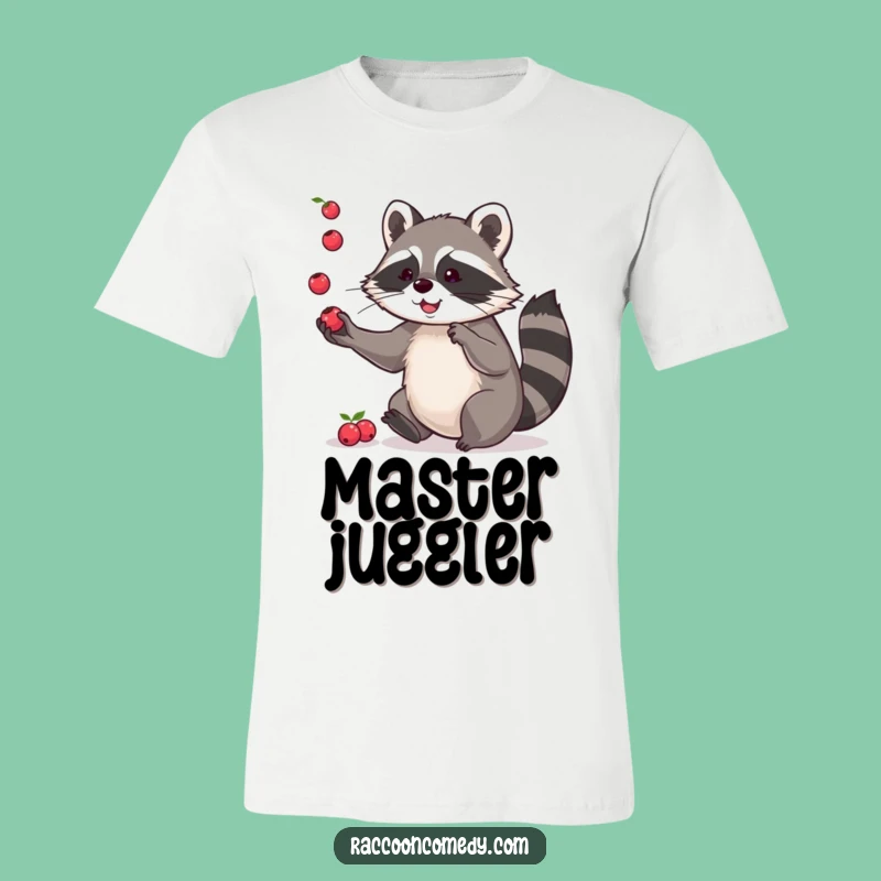 Funny Raccoon T-Shirt: Playful Berry Juggling Design, Unique and Humorous Funny Gift Apparel
