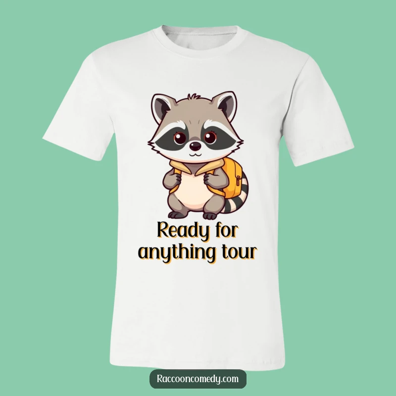 Funny Kawaii Raccoon Adventure T-Shirt - Explore in Style, Perfect Funny Gift