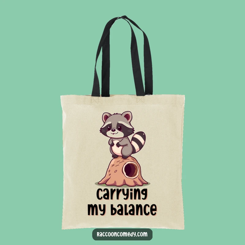 Funny Kawaii Raccoon Balance Tote Bag: Carry Your Essentials with Adorable Wobbles and Style