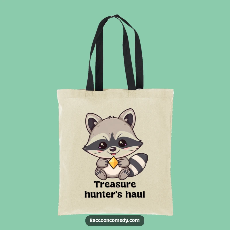 Funny Kawaii Raccoon Mischief Tote Bag - Treasure Hunter, Perfect Funny Gift