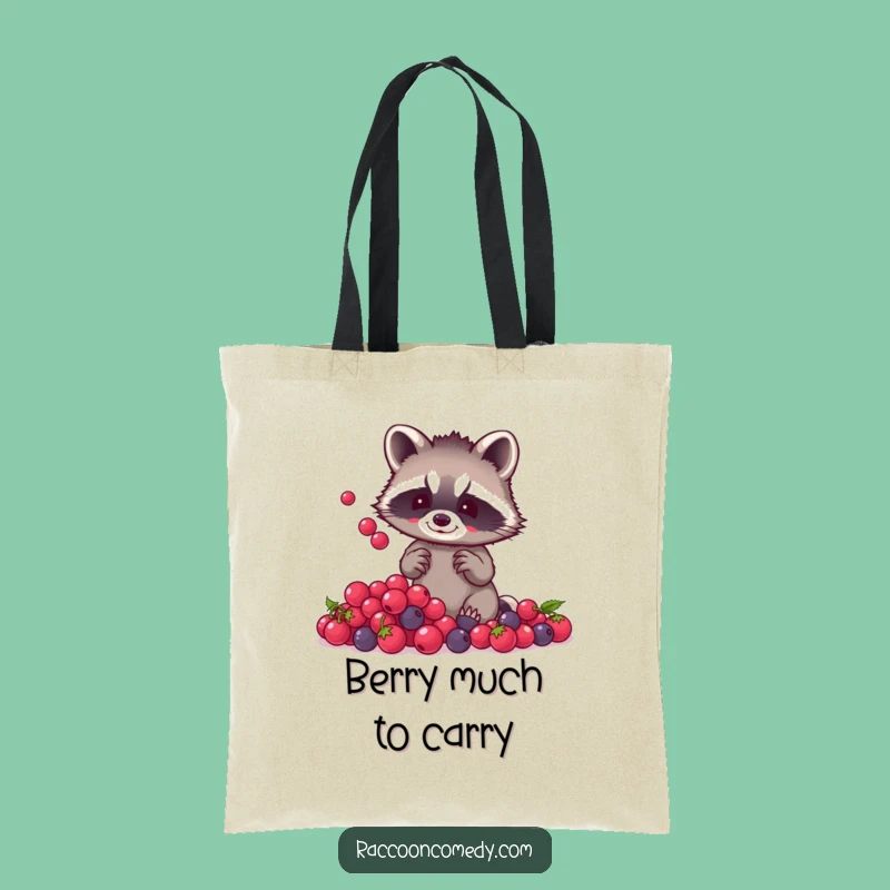 Funny Raccoon Berry Juggling Tote Bag: Carry Your Treasures with Woodland Whimsy