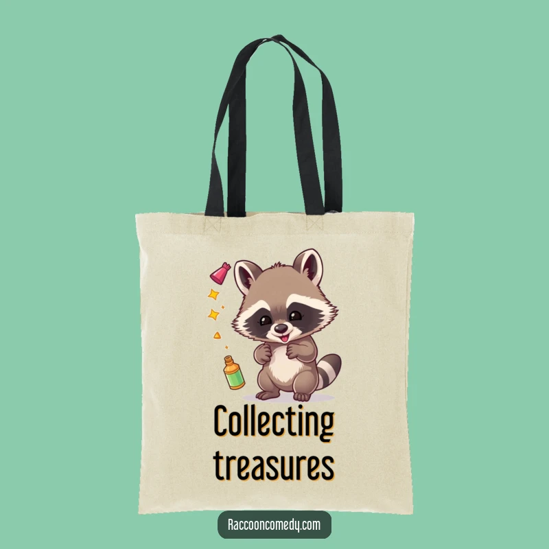 Funny Raccoon Juggling Tote Bag: Carry Your Shiny Finds in Style