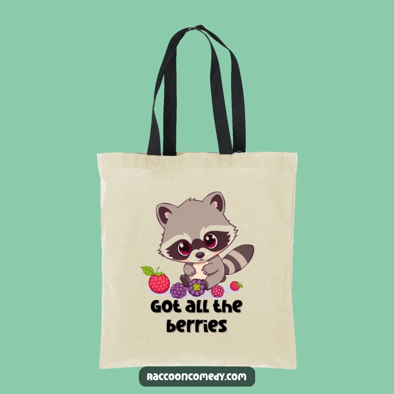 Funny Raccoon Tote Bag: Wide-Eyed Berry Hunter, Chic Funny Gift