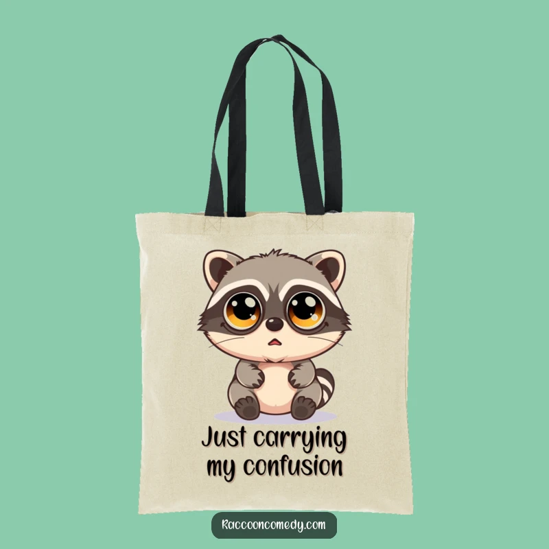 Funny Bewildered Kawaii Raccoon Googly Eyes Tote Bag: Carry Your Surprise