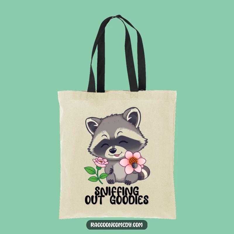 Funny Raccoon Flower Tote Bag - Nature's Charm, Great Funny Gift!